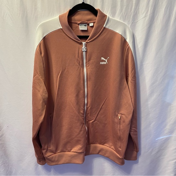 Puma Jackets & Blazers - Puma Mens Pink/White Track Jacket XXL Long Sleeve Pocket Zip Athletic Sporty